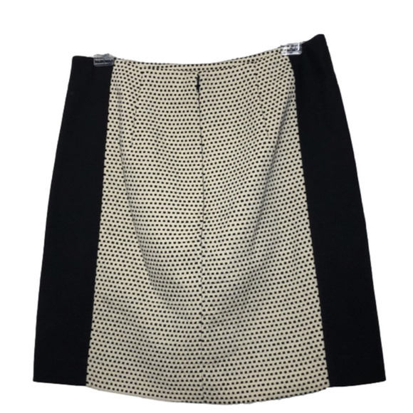 NEW - ANN TAYLOR LOFT Cotton Black & Cream Polka Dot Classic Pencil Skirt Size 2 - Picture 3 of 7